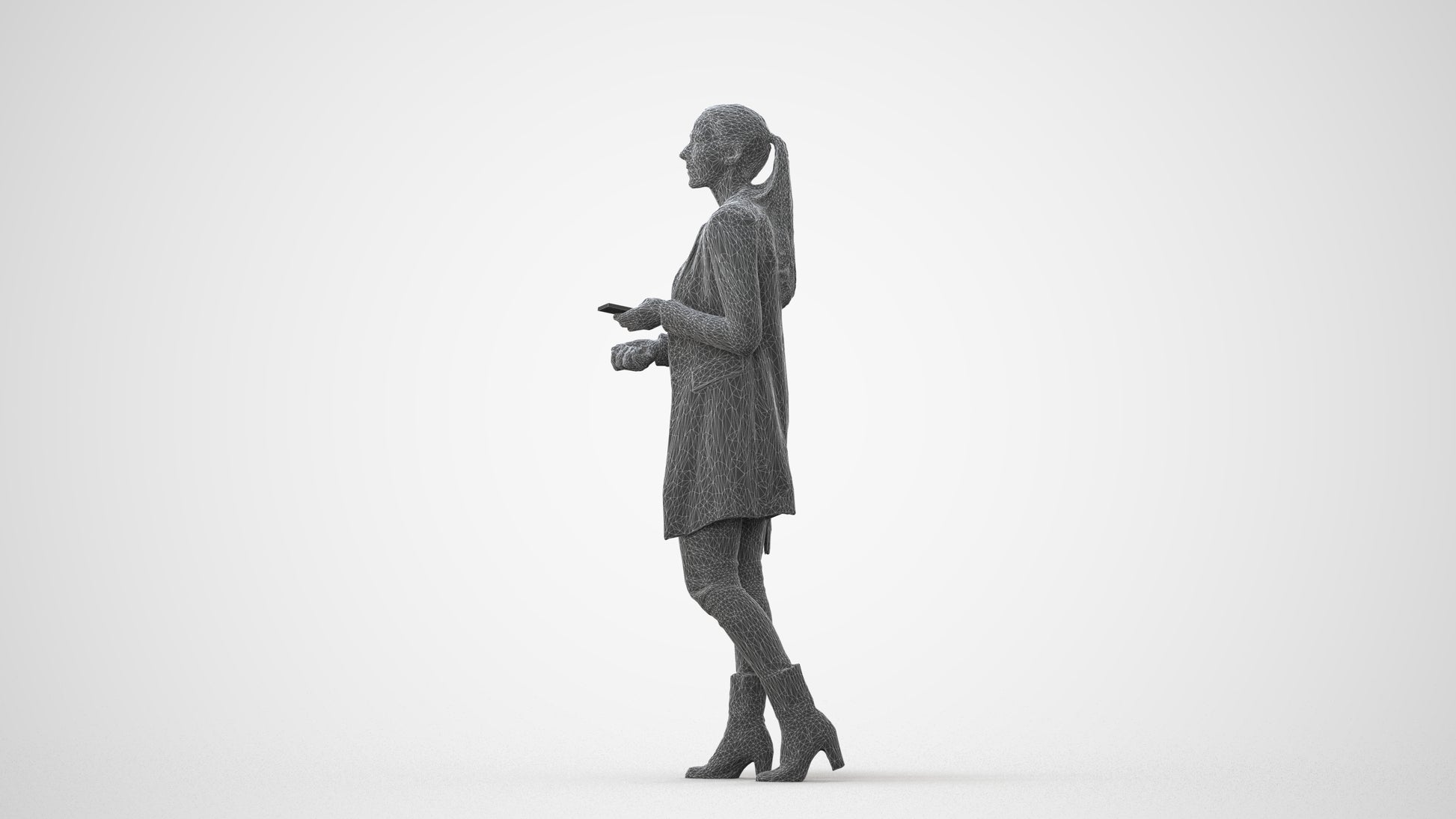 3D scanned woman walking business, photorealistic archviz people for Enscape and SketchUp, square thumbnail