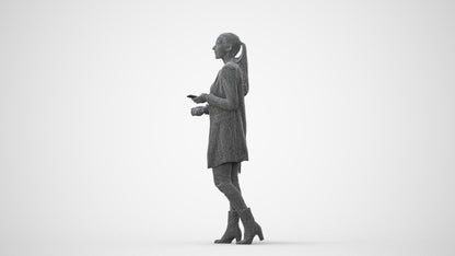 3D scanned woman walking business, photorealistic archviz people for Enscape and SketchUp, square thumbnail