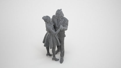 3D scanned woman dancing formal, photorealistic archviz people for Enscape and SketchUp, wireframe three-quarter view