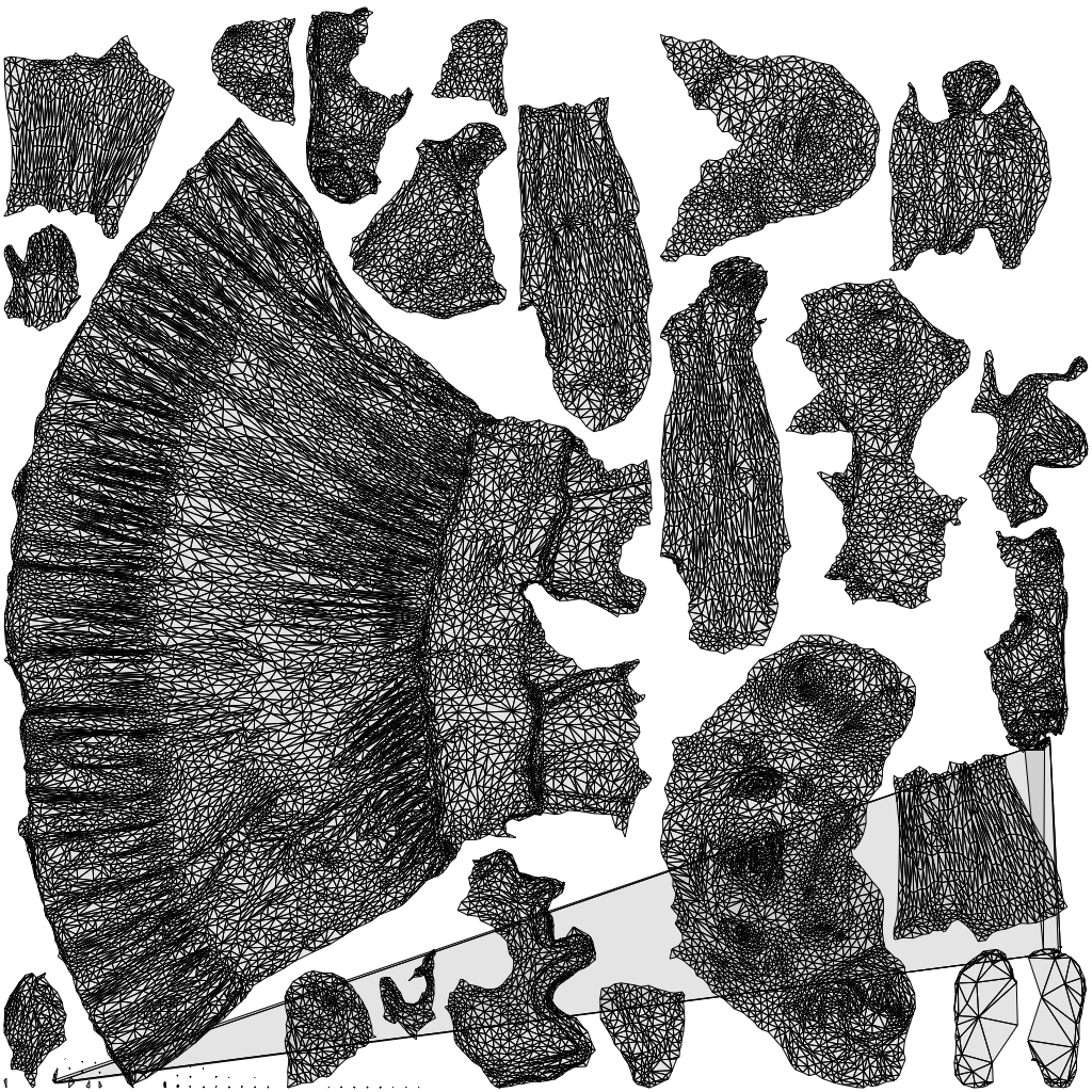 scanned 3D girl casual kids, photogrammetry people for Enscape and V-Ray, wireframe top-down view