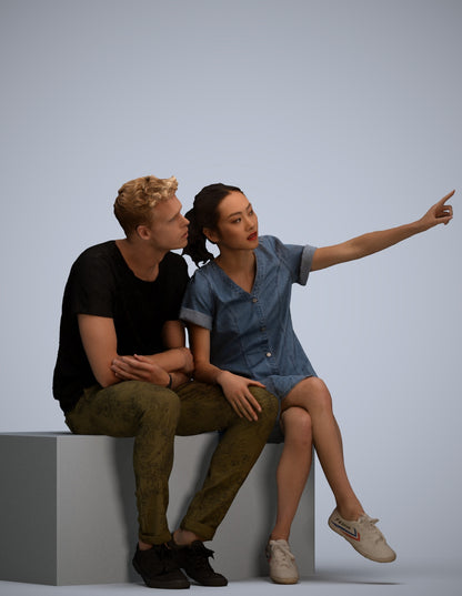 scanned 3D woman casual business, photogrammetry people for Enscape and V-Ray