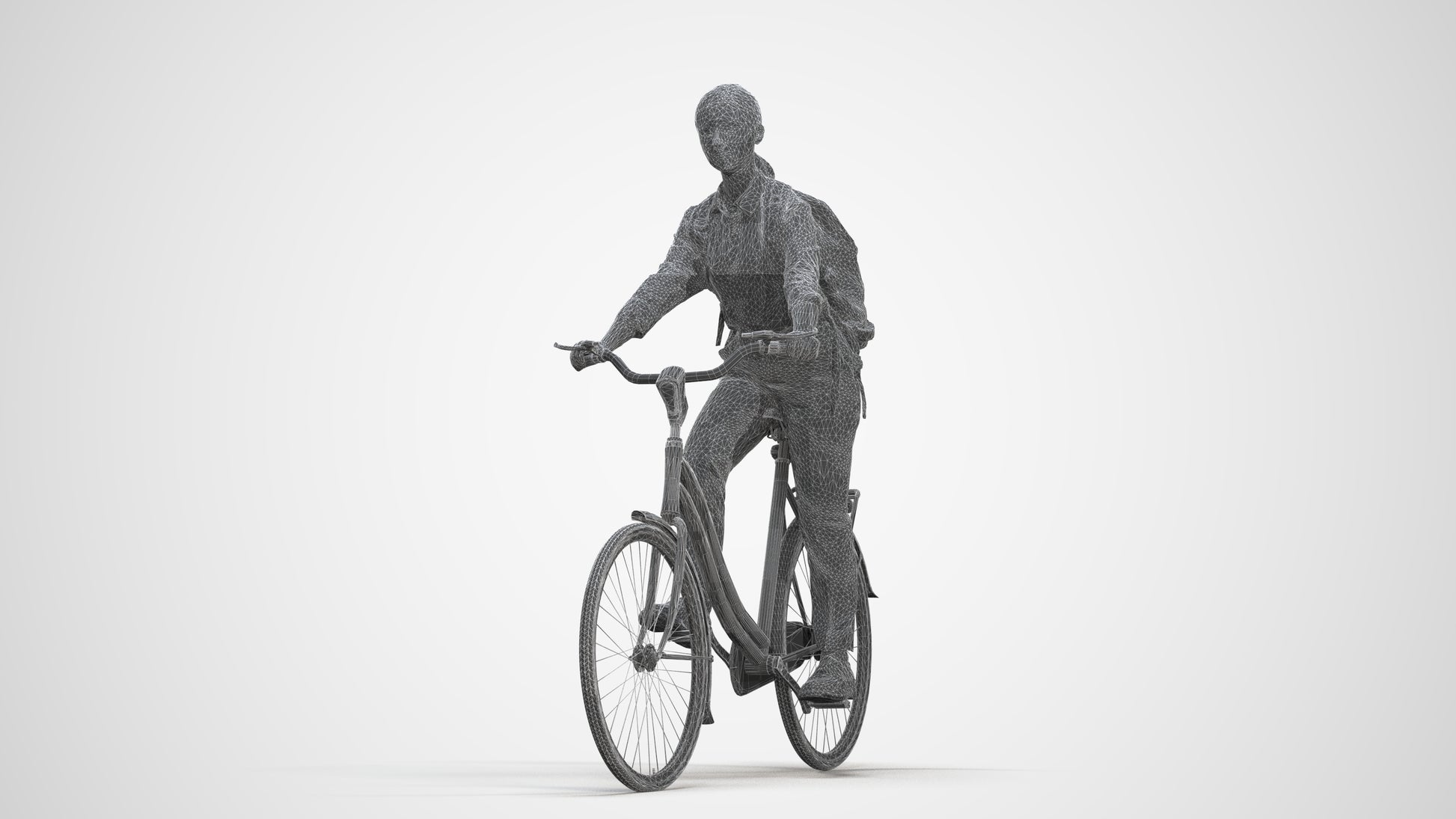 realistic 3D people girl business cycling, render-ready for V-Ray and Corona, FBX OBJ, three-quarter front view render