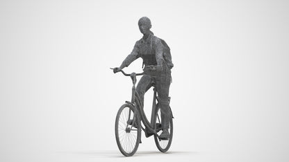 realistic 3D people girl business cycling, render-ready for V-Ray and Corona, FBX OBJ, three-quarter front view render