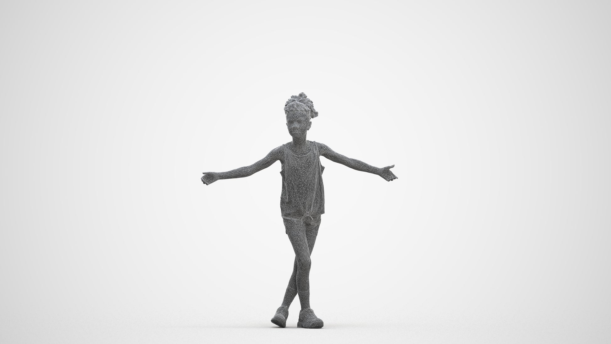 realistic 3D people girl sport kids, render-ready for V-Ray and Corona, FBX OBJ, three-quarter front view render