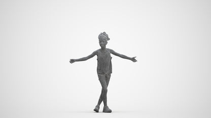 realistic 3D people girl sport kids, render-ready for V-Ray and Corona, FBX OBJ, three-quarter front view render