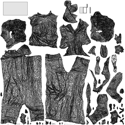 scanned 3D woman casual standing, photogrammetry people for Enscape and V-Ray, wireframe top-down view