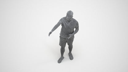 3D people model man casual standing, scanned human for 3ds Max rendering, wireframe three-quarter view