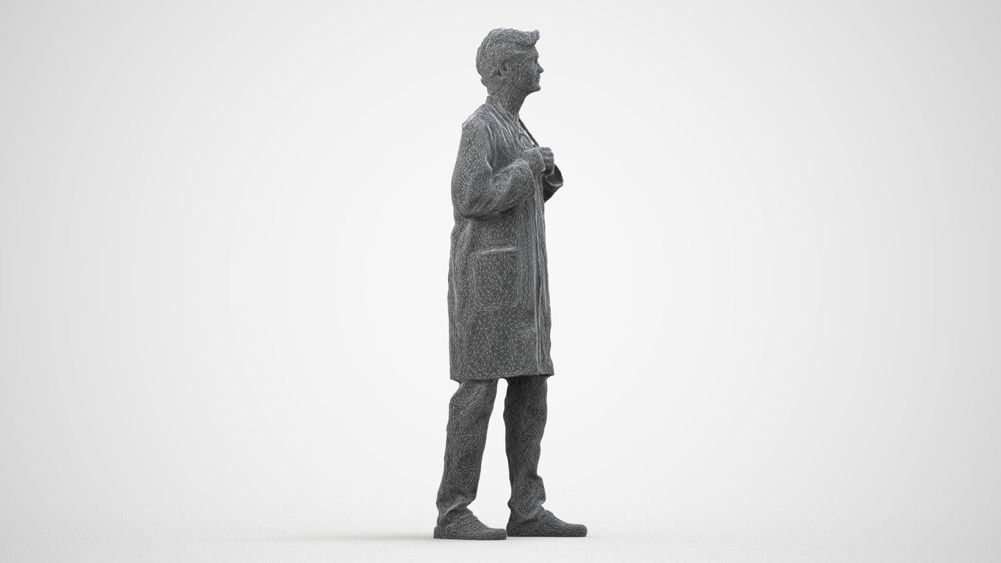 realistic 3D people man medical, render-ready for V-Ray and Corona, FBX OBJ, wireframe side view