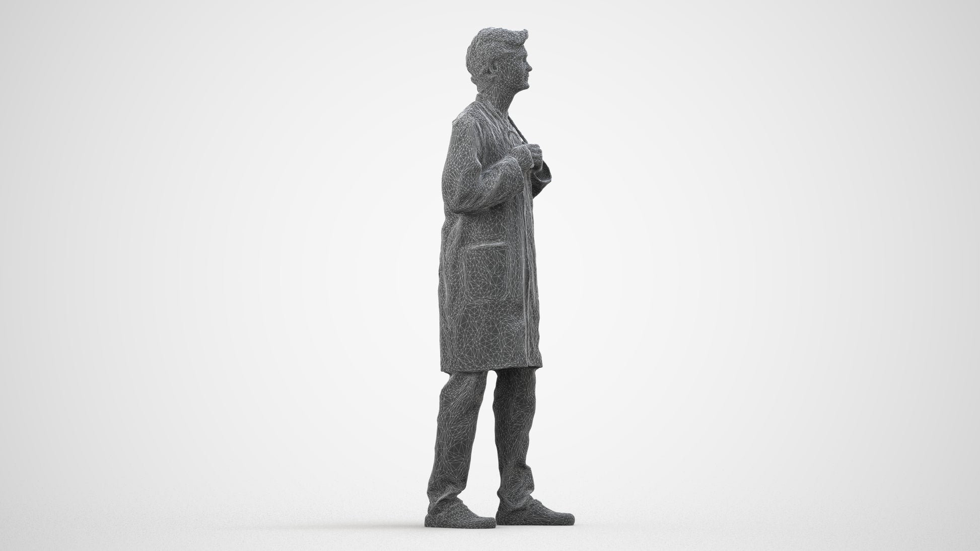 realistic 3D people man medical, render-ready for V-Ray and Corona, FBX OBJ, wireframe side view