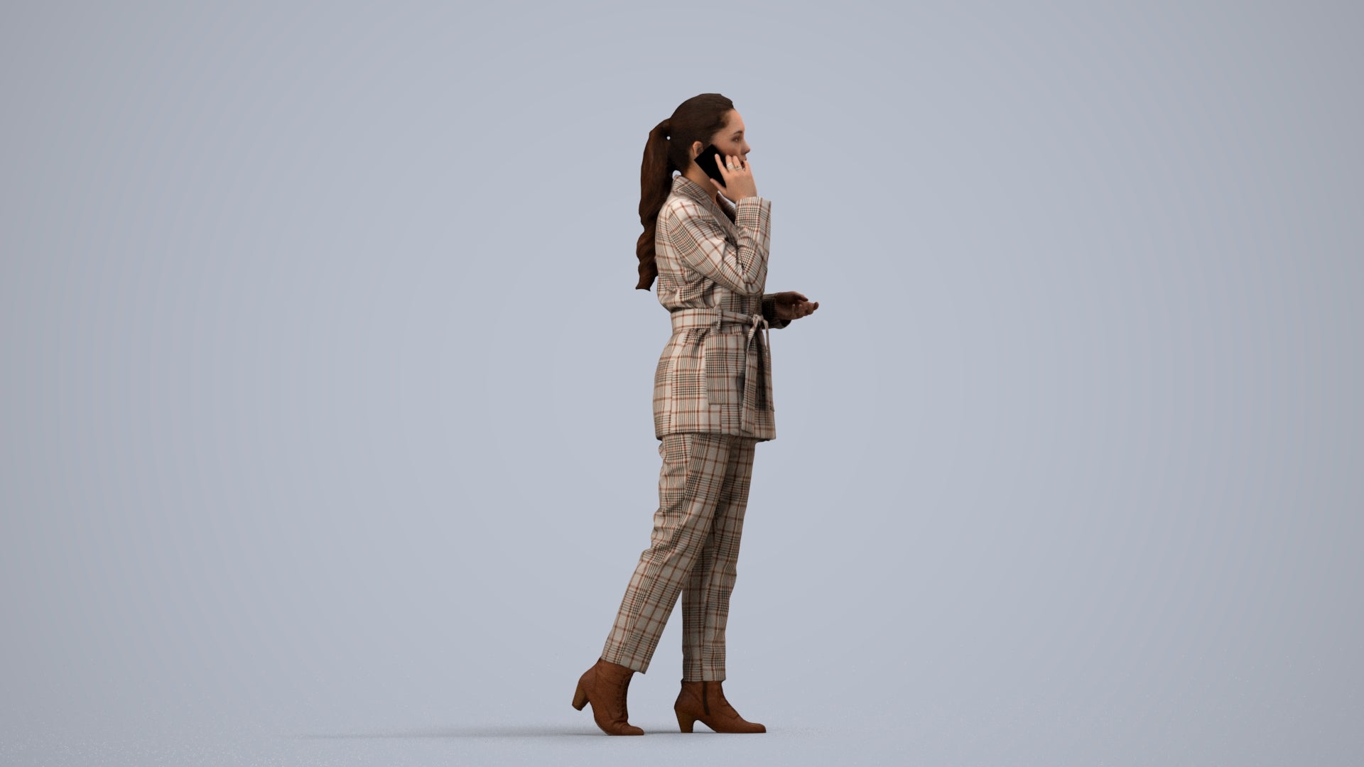 3D scanned woman business, photorealistic archviz people for Enscape and SketchUp, side view render