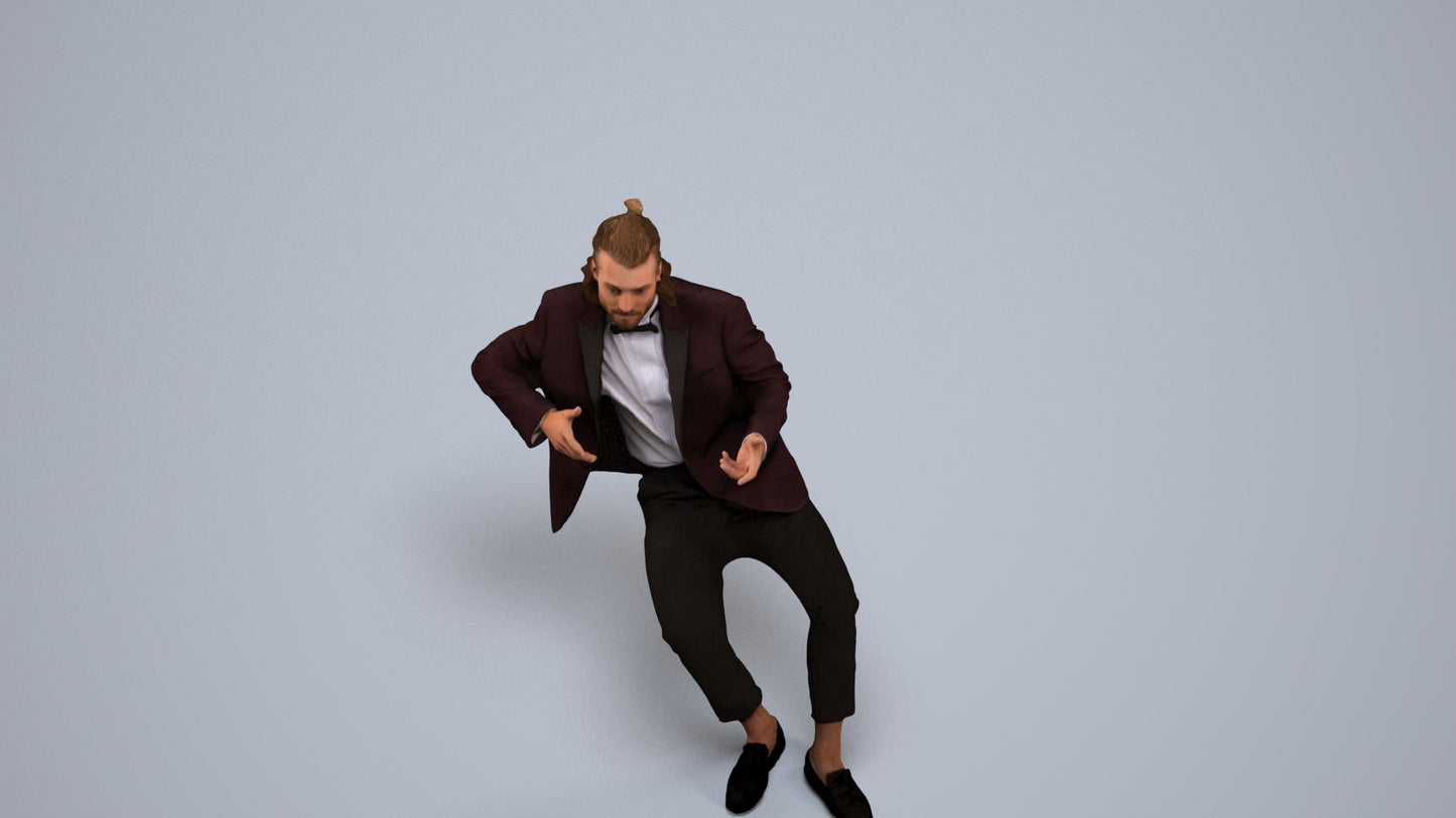 realistic 3D human man formal formalaffairs, archviz people FBX OBJ for Blender, back view render