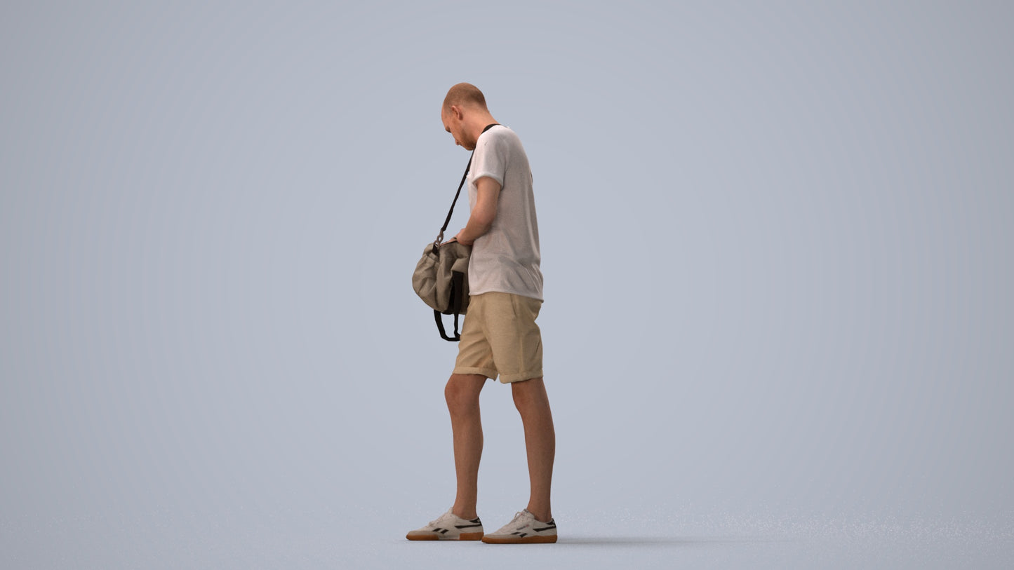 realistic 3D people man casual standing, render-ready for V-Ray and Corona, FBX OBJ, three-quarter view render