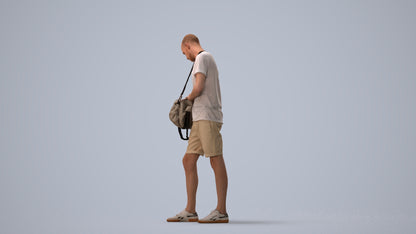 realistic 3D people man casual standing, render-ready for V-Ray and Corona, FBX OBJ, three-quarter view render