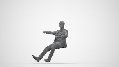 realistic 3D human man business driving, archviz people FBX OBJ for Blender, wireframe back view
