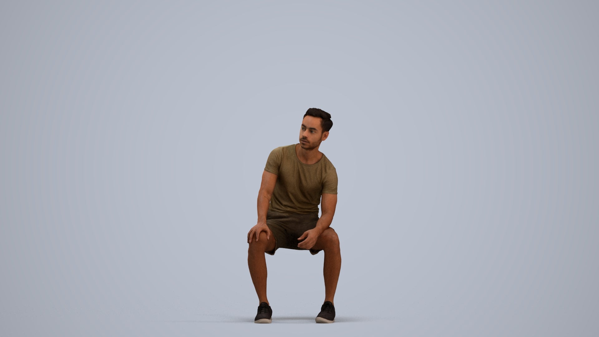 realistic 3D human man casual sitting, archviz people FBX OBJ for Blender, standing pose render