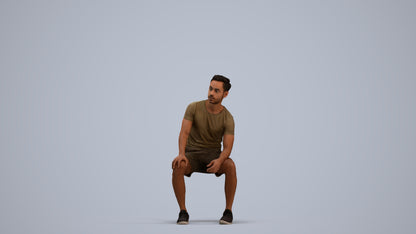 realistic 3D human man casual sitting, archviz people FBX OBJ for Blender, standing pose render