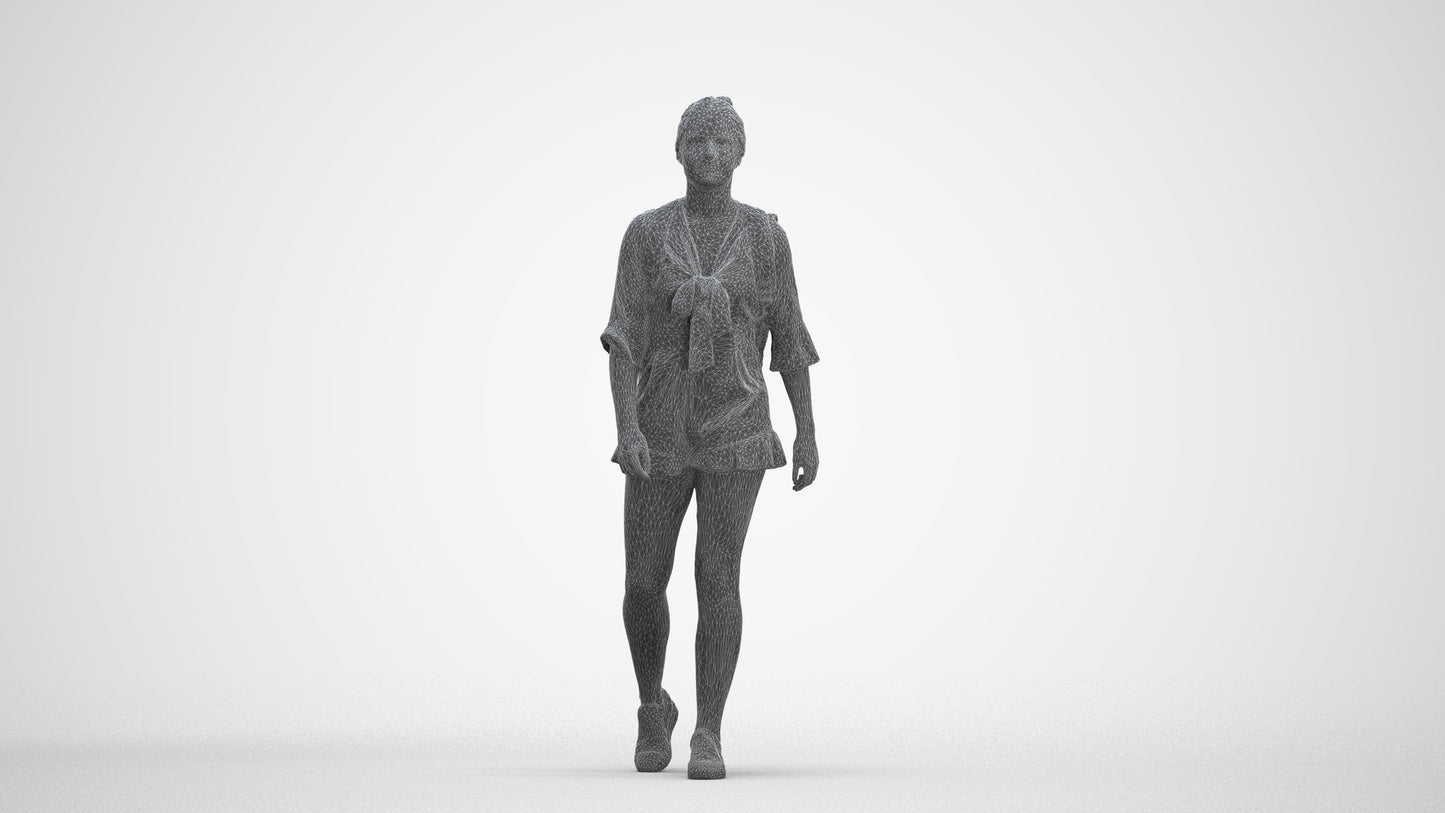 realistic 3D people girl casual kids, render-ready for V-Ray and Corona, FBX OBJ, three-quarter front view render