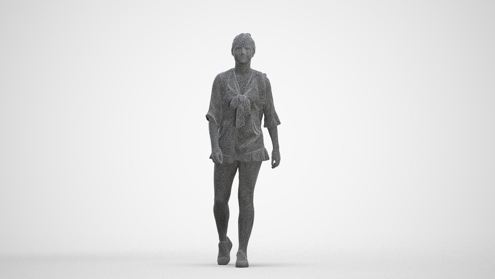 realistic 3D people girl casual kids, render-ready for V-Ray and Corona, FBX OBJ, three-quarter front view render