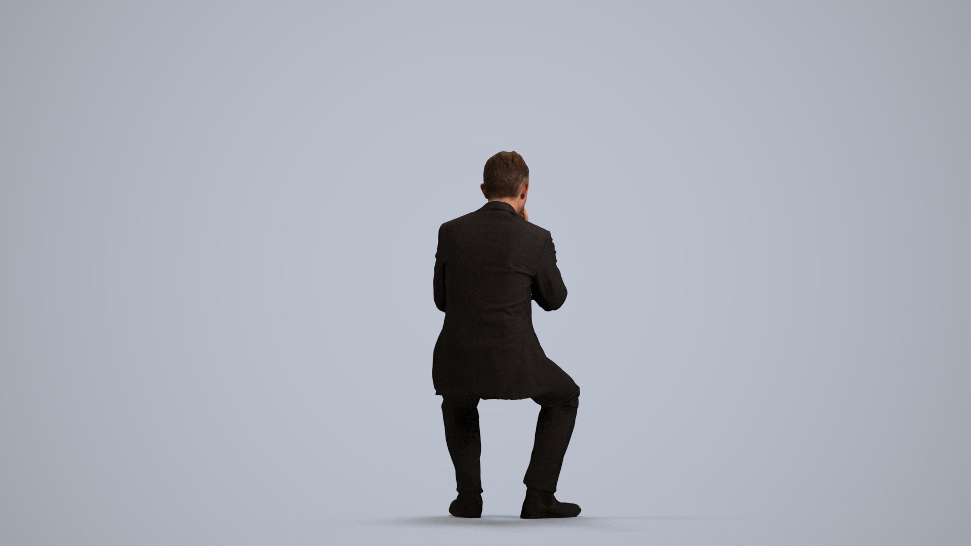 3D people model man business, scanned human for 3ds Max rendering, front view render