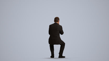 3D people model man business, scanned human for 3ds Max rendering, front view render