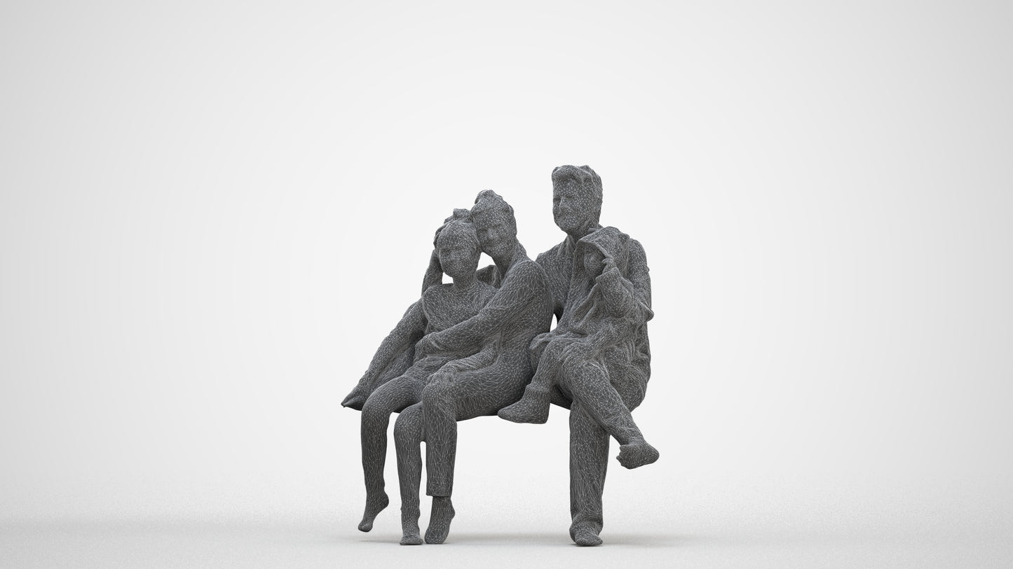 3D people model girl kids, scanned human for 3ds Max rendering, three-quarter front view render