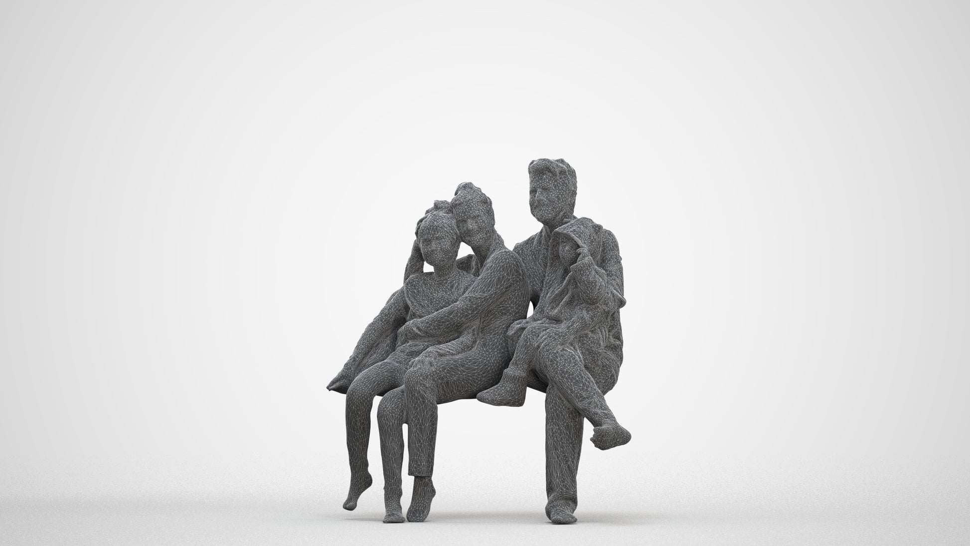 3D people model girl kids, scanned human for 3ds Max rendering, three-quarter front view render