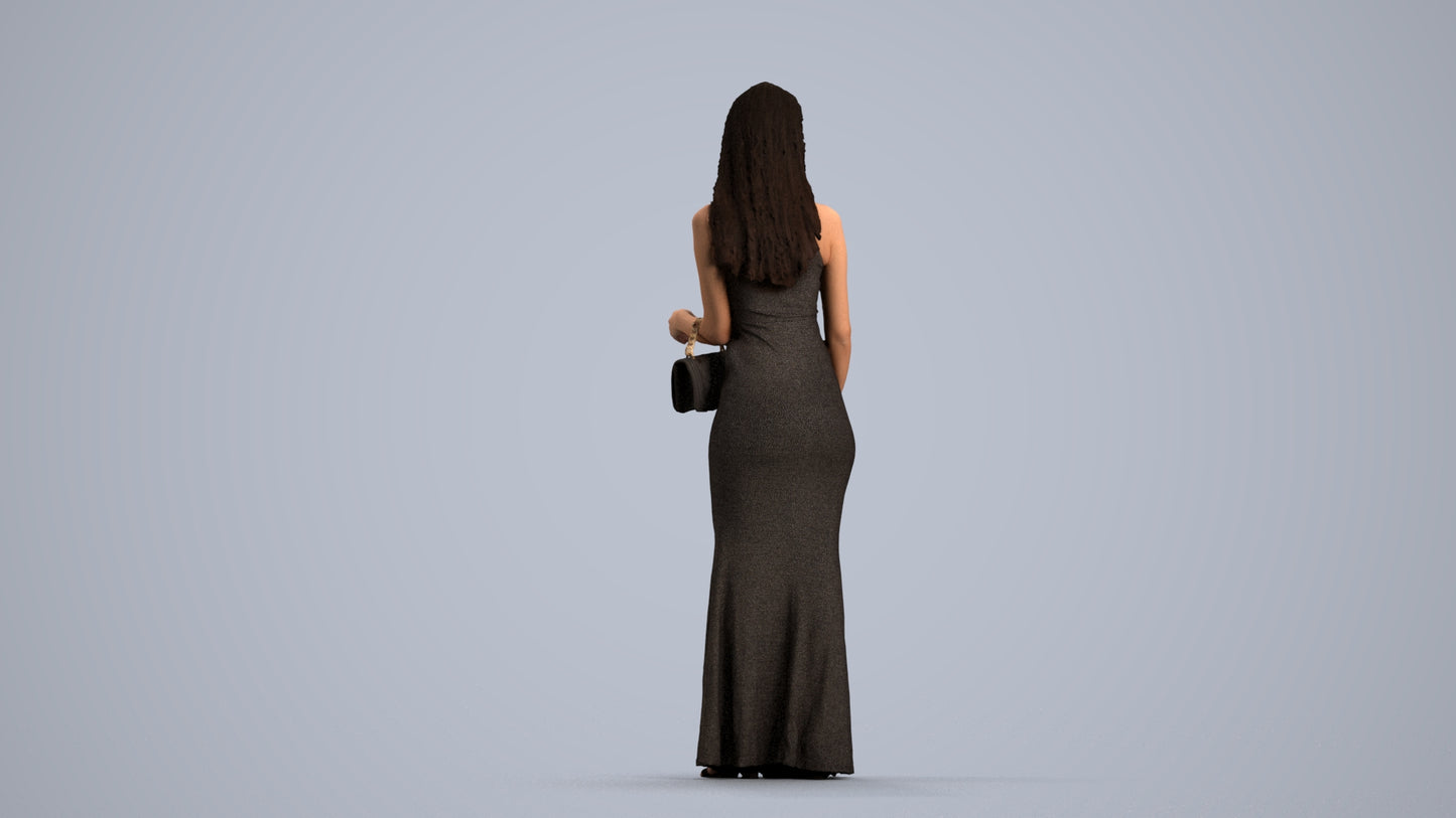 scanned 3D woman formal formalaffairs, photogrammetry people for Enscape and V-Ray, front view render