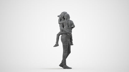 realistic 3D people girl casual kids, render-ready for V-Ray and Corona, FBX OBJ, wireframe side view