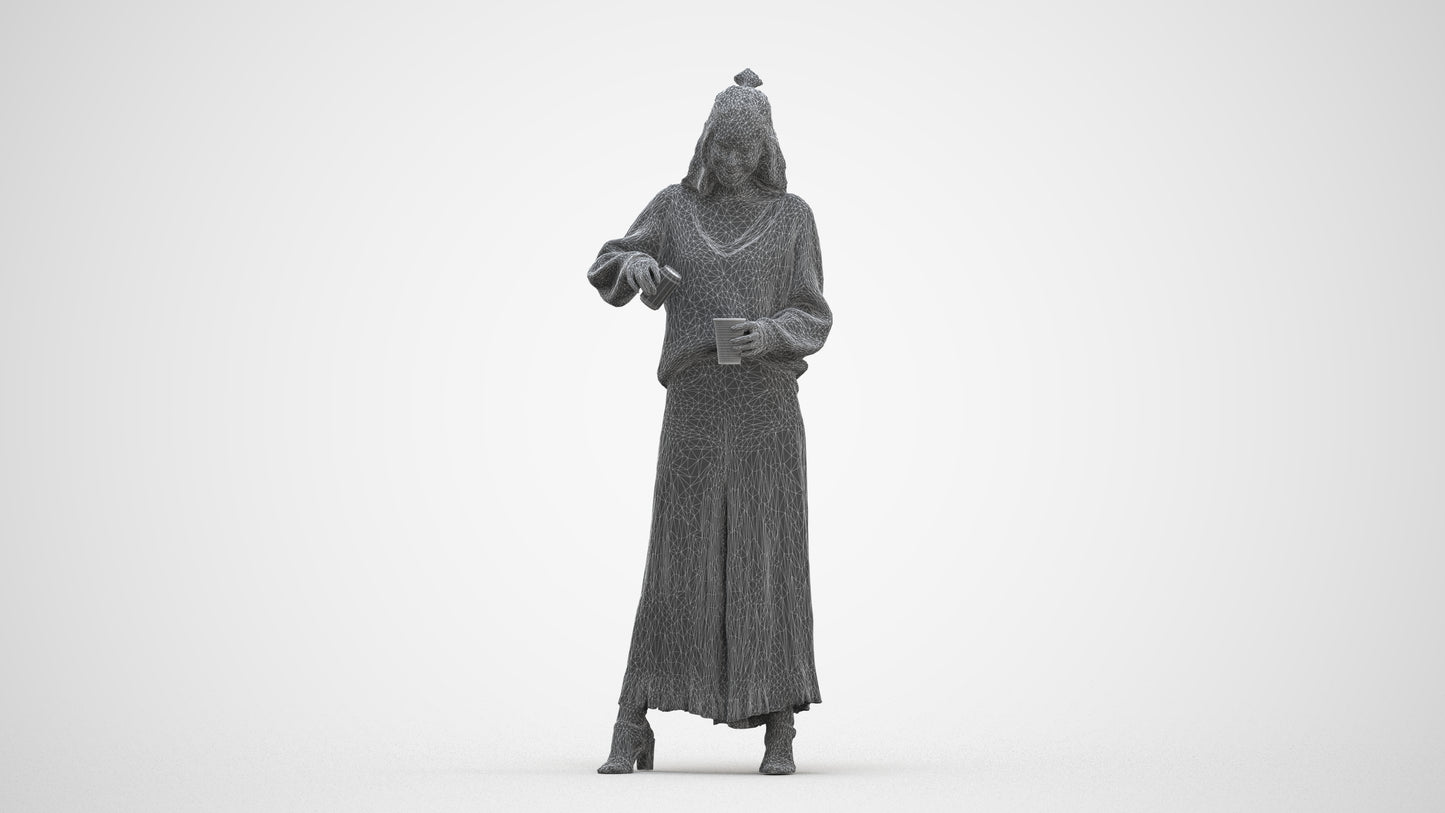 3D people model woman casual standing, scanned human for 3ds Max rendering, three-quarter front view render