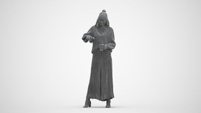 3D people model woman casual standing, scanned human for 3ds Max rendering, three-quarter front view render
