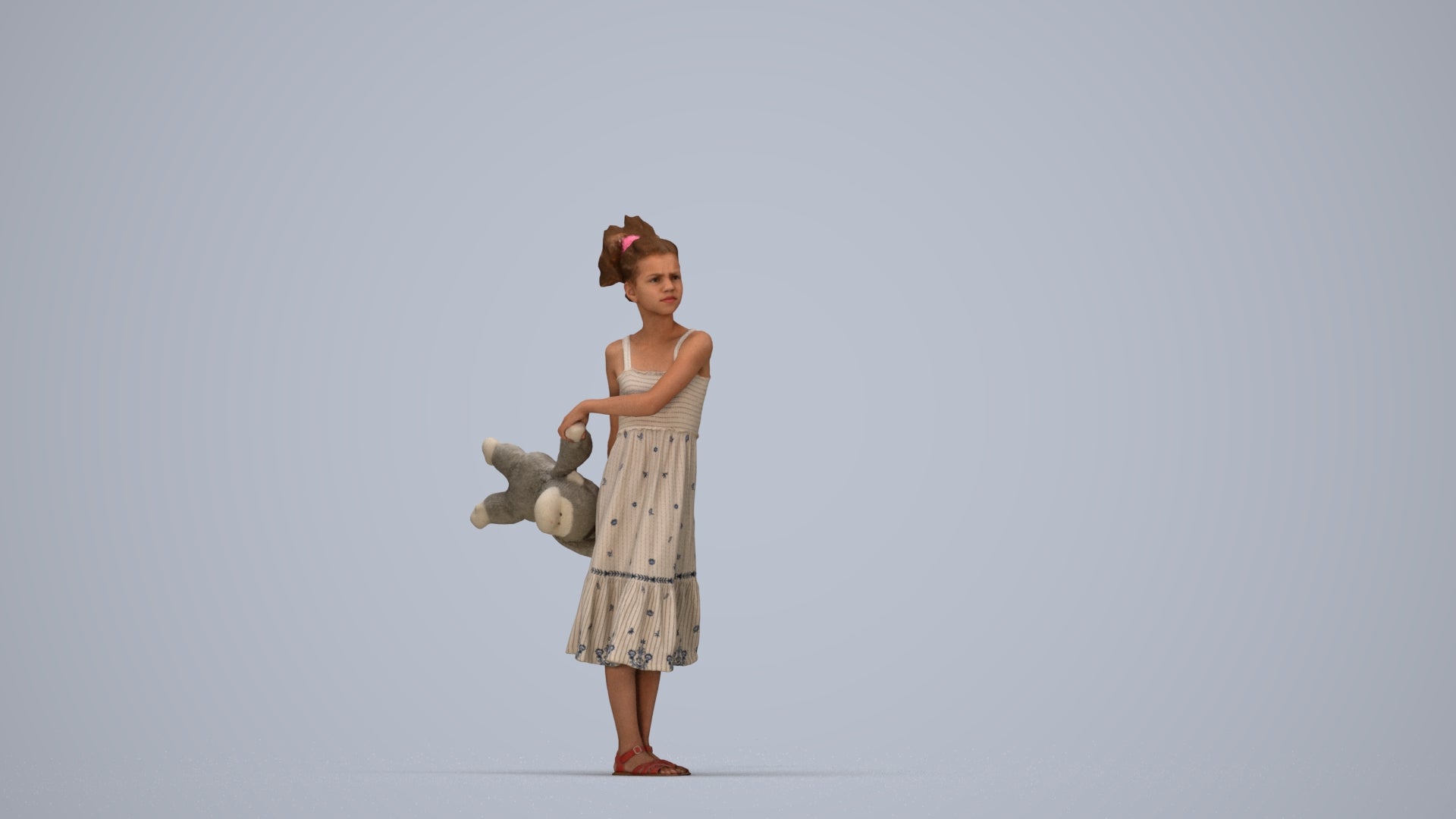 scanned 3D girl casual kids, photogrammetry people for Enscape and V-Ray, top-down view render