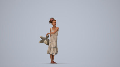 scanned 3D girl casual kids, photogrammetry people for Enscape and V-Ray, top-down view render