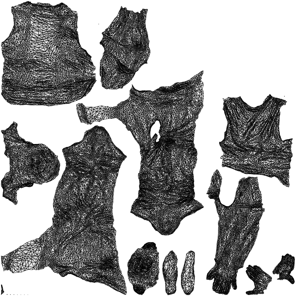 scanned 3D senior man casual sitting, photogrammetry people for Enscape and V-Ray, wireframe top-down view