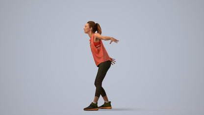 realistic 3D people woman sport, render-ready for V-Ray and Corona, FBX OBJ, three-quarter view render