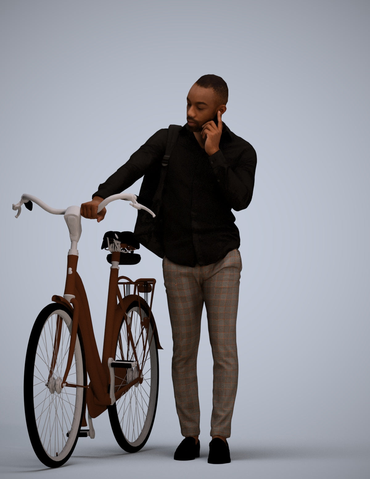 realistic 3D people man business cycling, render-ready for V-Ray and Corona, FBX OBJ