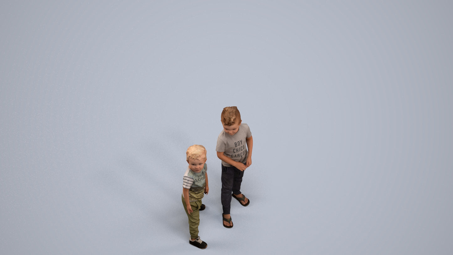 realistic 3D human boy casual kids, archviz people FBX OBJ for Blender, back view render