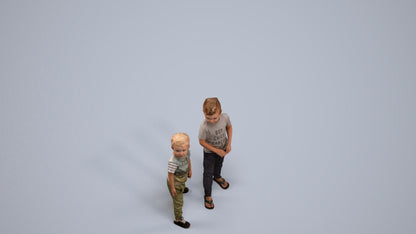 realistic 3D human boy casual kids, archviz people FBX OBJ for Blender, back view render