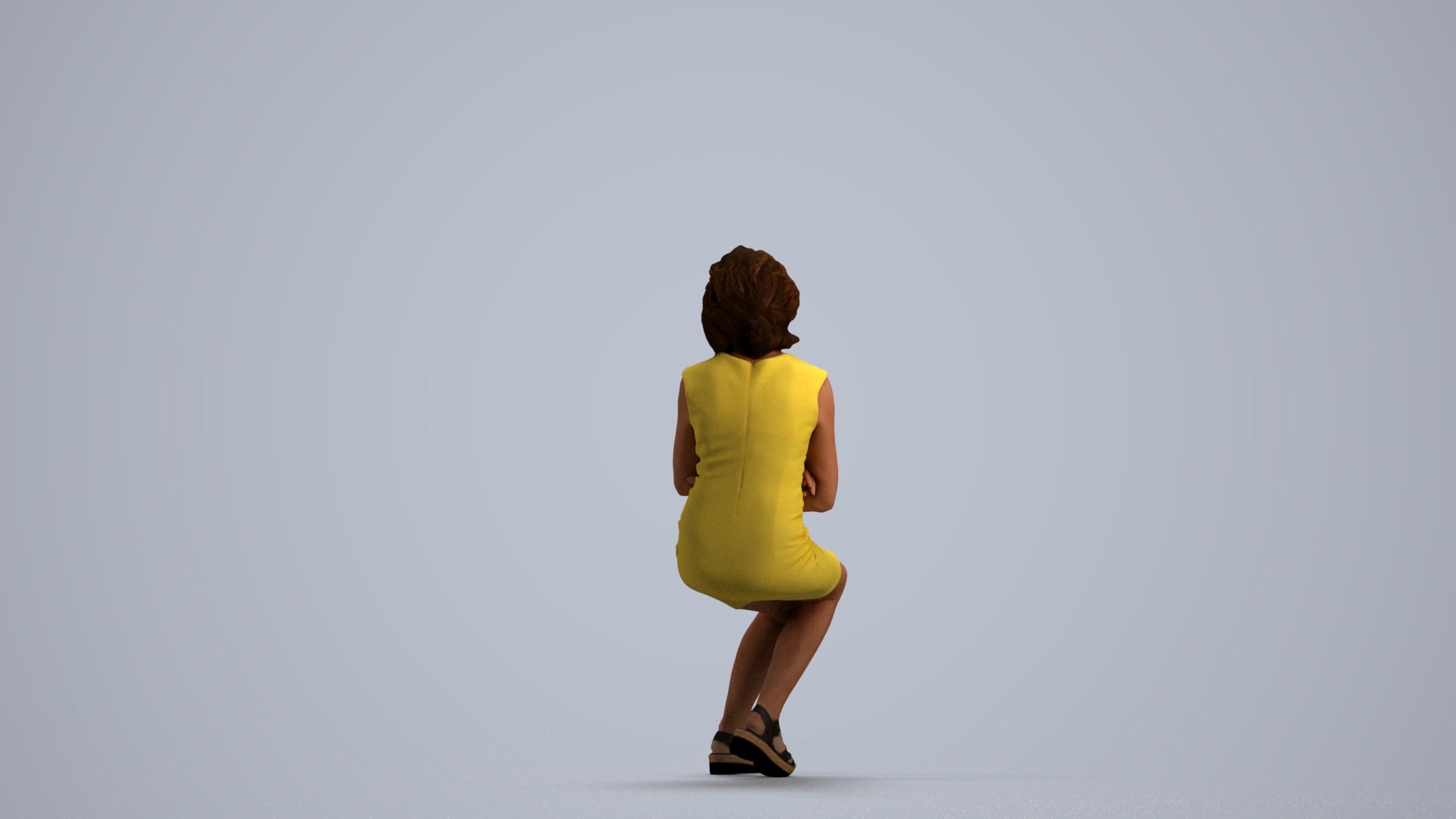 scanned 3D woman business sitting, photogrammetry people for Enscape and V-Ray, front view render