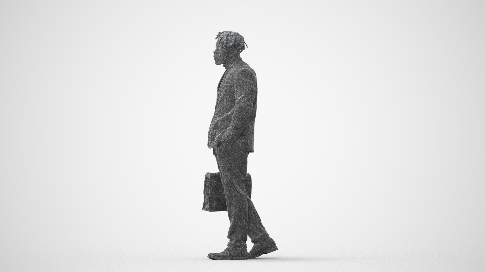 photogrammetry 3D man business walking, realistic human model archviz FBX, square thumbnail