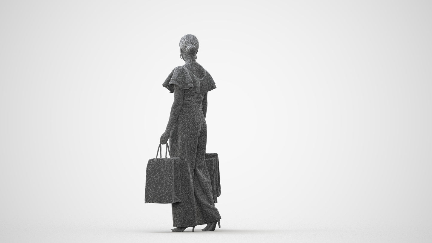 scanned 3D woman business shopping, photogrammetry people for Enscape and V-Ray, square thumbnail