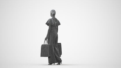 scanned 3D woman business shopping, photogrammetry people for Enscape and V-Ray, square thumbnail
