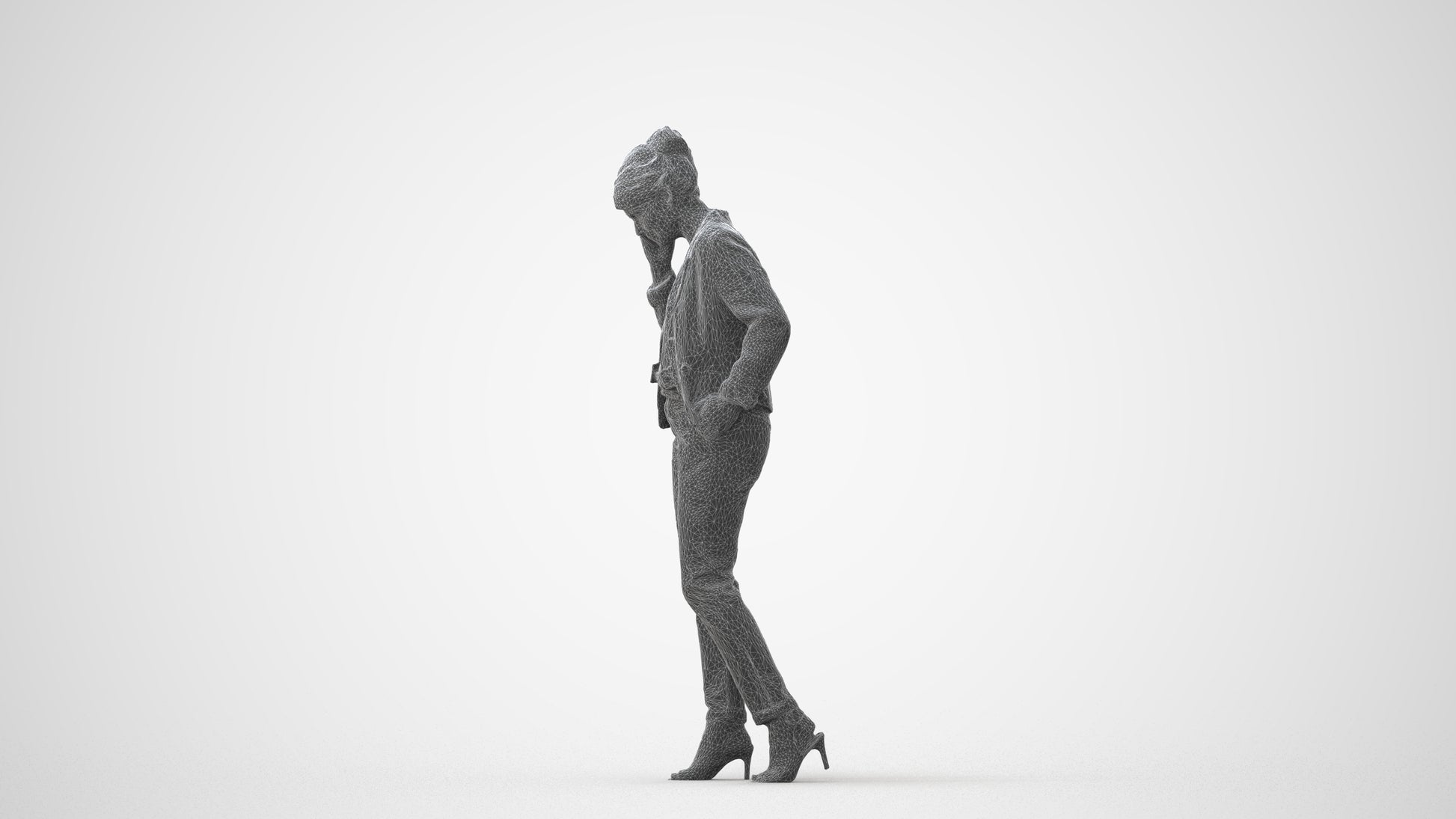 photogrammetry 3D woman business kids, realistic human model archviz FBX, top-down view render