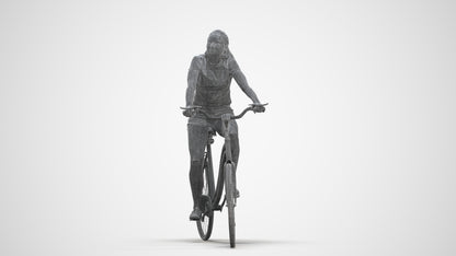 realistic 3D human girl casual cycling, archviz people FBX OBJ for Blender, three-quarter front view render