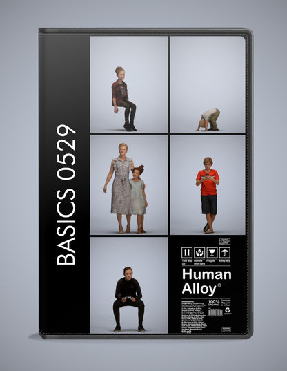 realistic 3D humans kids pack, 5 archviz people FBX OBJ for Blender