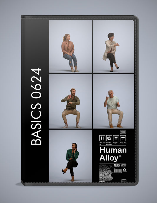 3D people models sitting bundle, 5 scanned humans for 3ds Max rendering