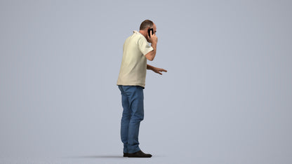 realistic 3D people senior man casual standing, render-ready for V-Ray and Corona, FBX OBJ, side view render