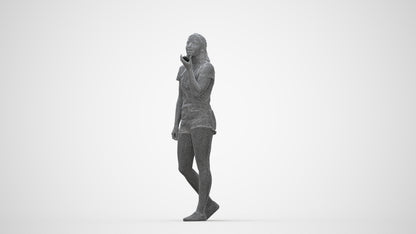 3D people model girl casual standing, scanned human for 3ds Max rendering, wireframe back view