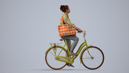 realistic 3D people woman casual cycling, render-ready for V-Ray and Corona, FBX OBJ, side view render