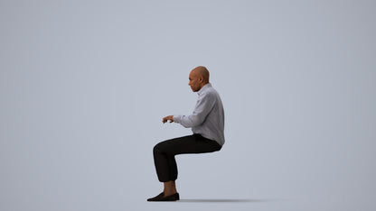 3D human model man business, photogrammetry scanned person for archviz, three-quarter view render