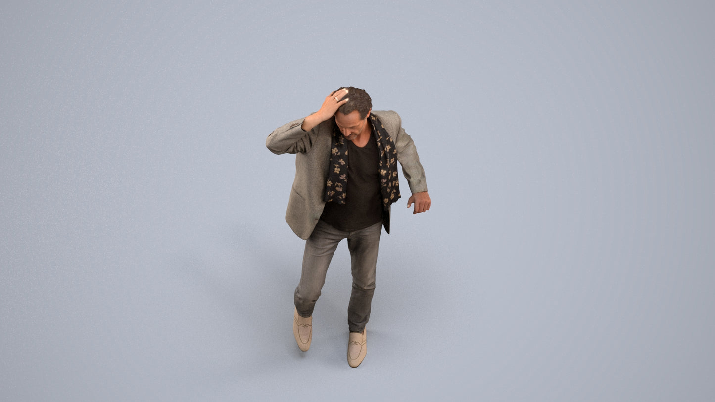 scanned 3D man business standing, photogrammetry people for Enscape and V-Ray, back view render